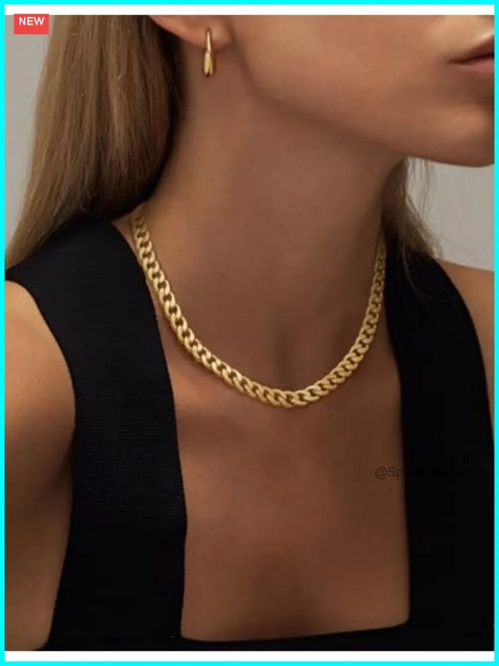 14k Gold Plated Cuban Link Chain Necklace 8MM Dainty Jewelry Women
